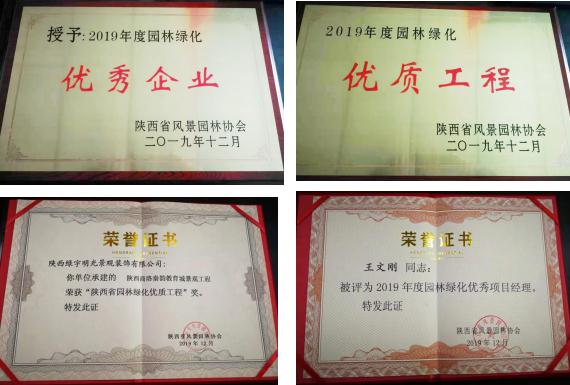 喜訊！綠宇公司榮獲省級(jí)“2019年度園林綠化優(yōu)秀企業(yè)”等三項(xiàng)榮譽(yù)