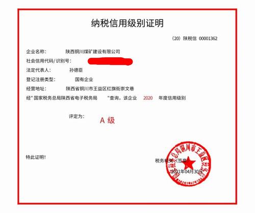 陜煤建設(shè)銅煤公司納稅信用等級順利被評為A級